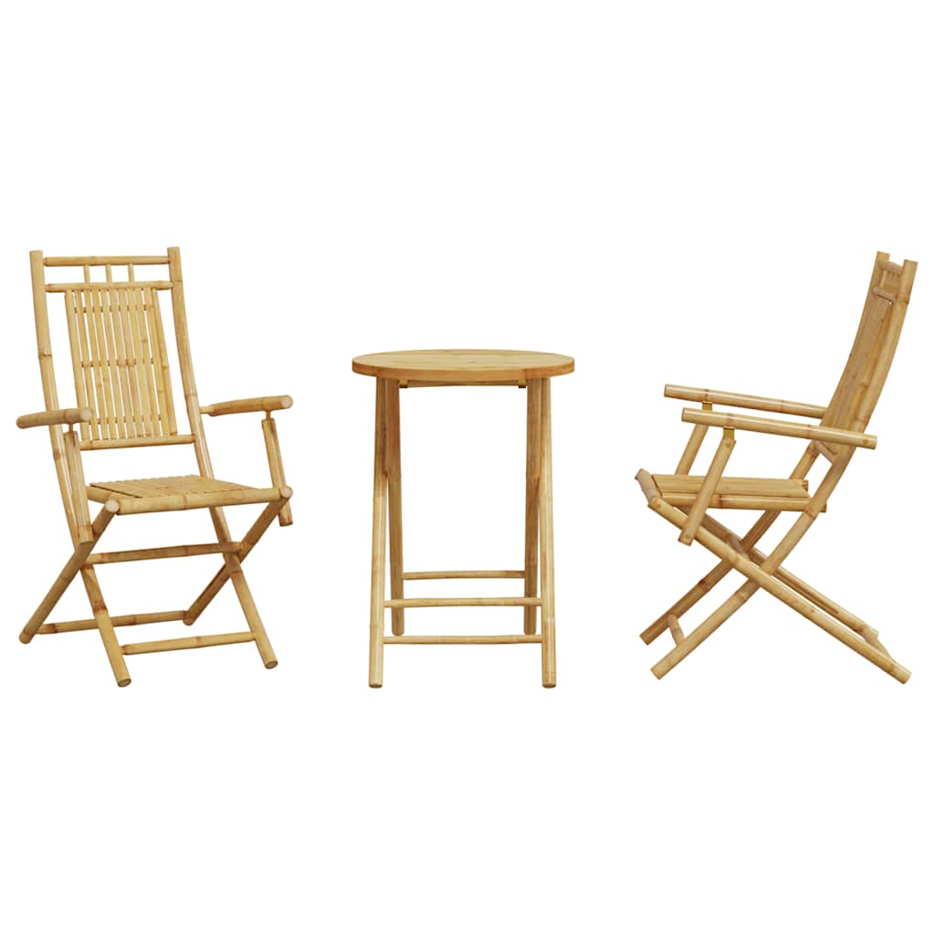 Bistro Set | Natural Bamboo | Bamboo | 2-seater | Foldable | Bistro Set