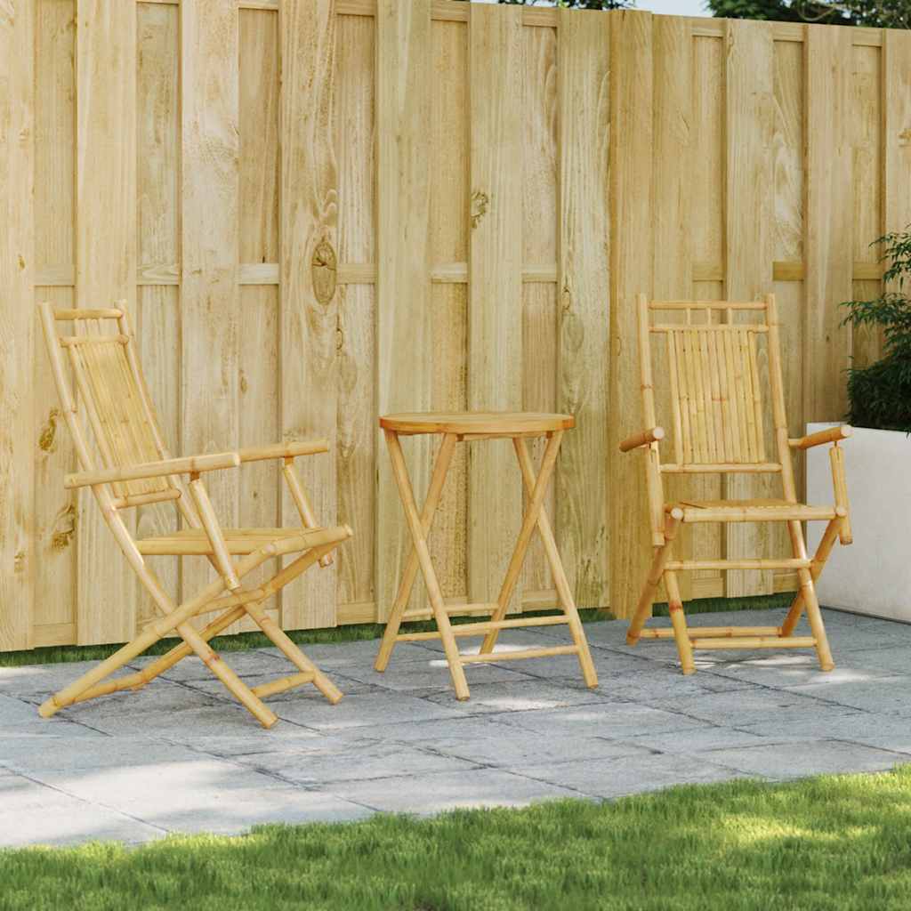 Bistro Set | Natural Bamboo | Bamboo | 2-seater | Foldable | Bistro Set