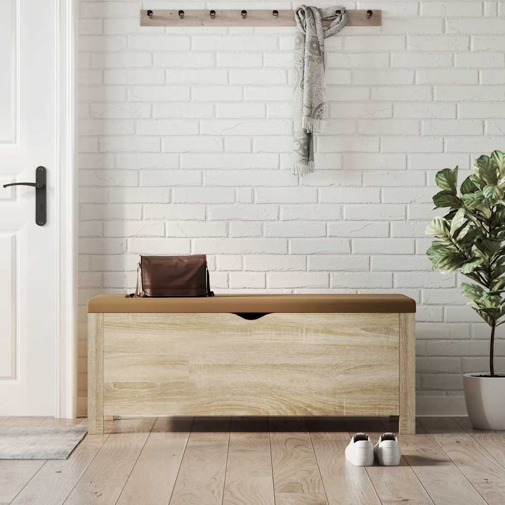 Storage Box with Cushion Sonoma Oak 105x40x45 cm