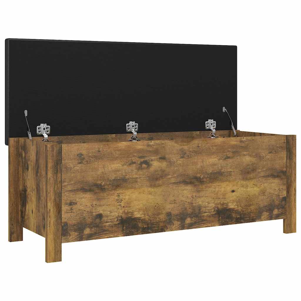 Storage Box with Cushion Smoked Oak 105x40x45 cm
