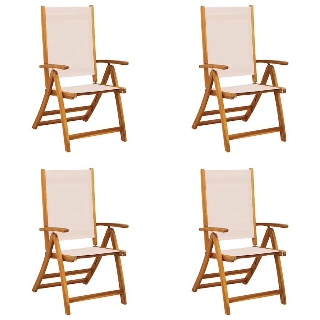 Folding Garden Chairs 4 pcs Solid Wood Acacia and Textilene