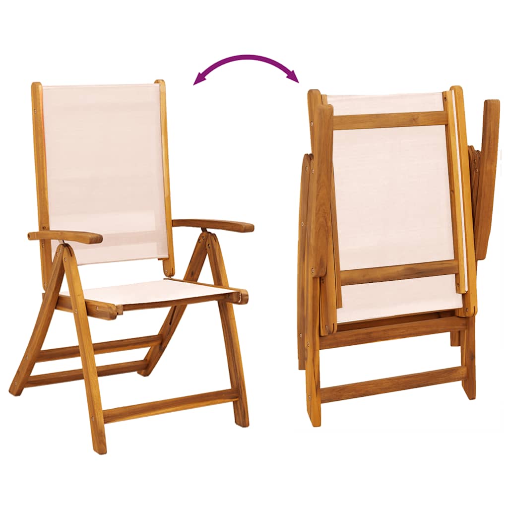 Folding Garden Chairs 4 pcs Solid Wood Acacia and Textilene
