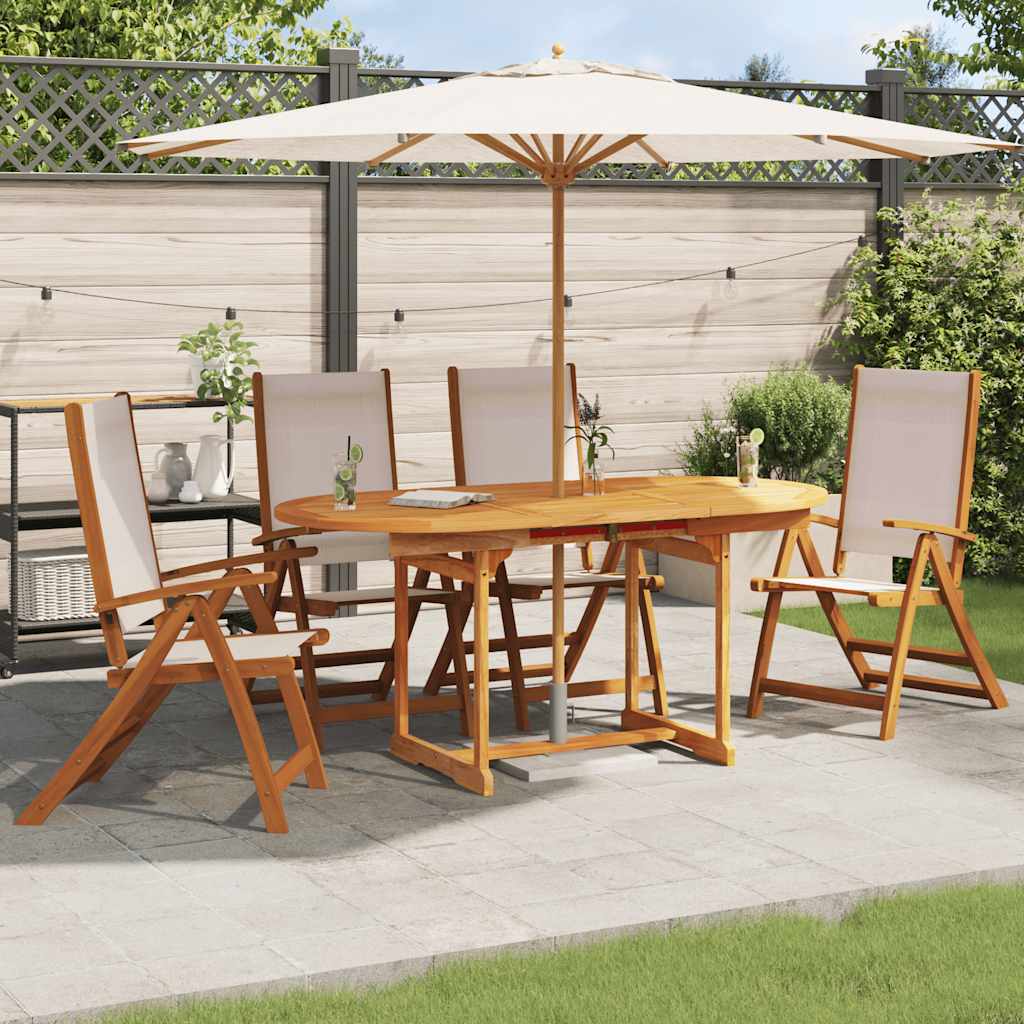 Folding Garden Chairs 4 pcs Solid Wood Acacia and Textilene