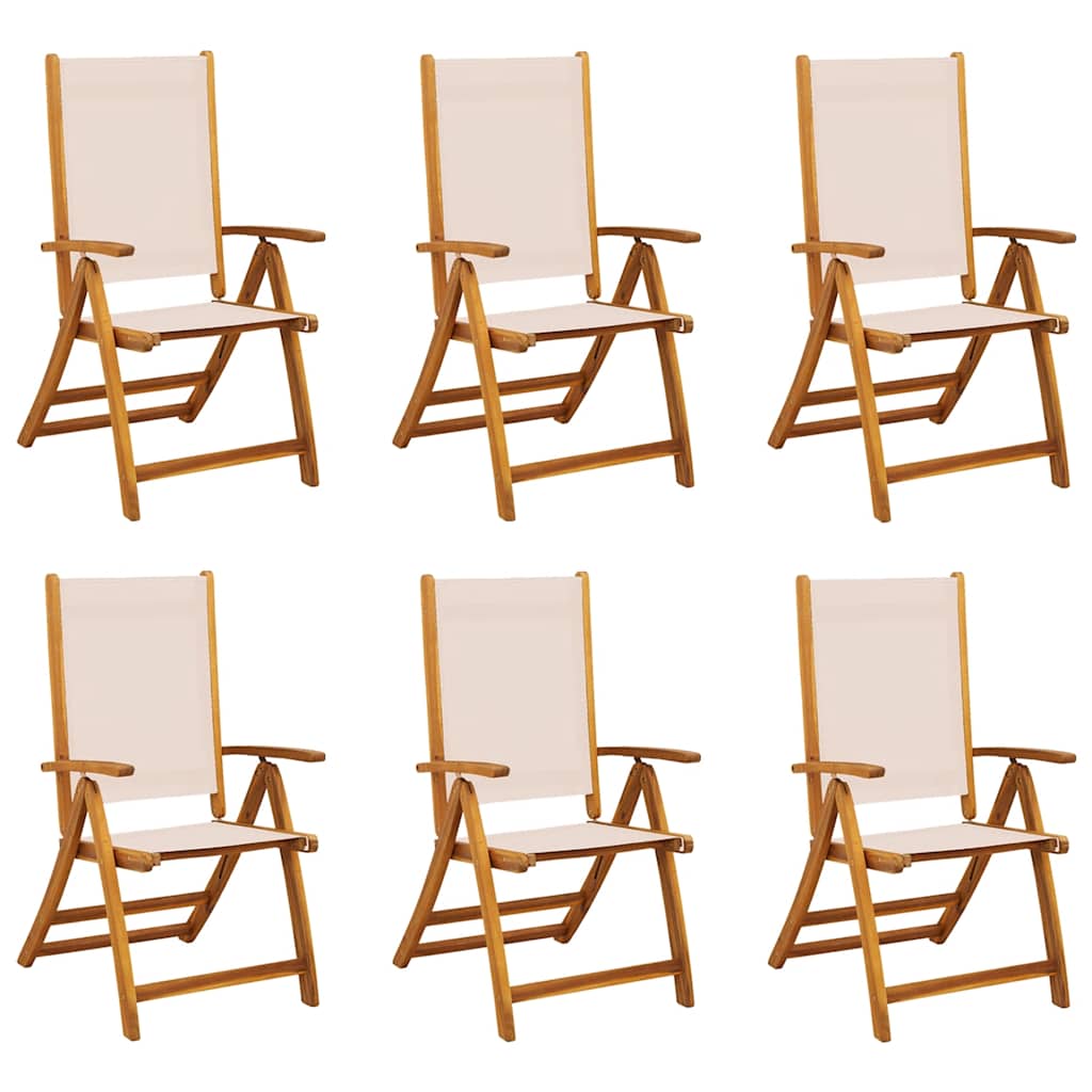 Folding Garden Chairs 6 pcs Solid Wood Acacia and Textilene