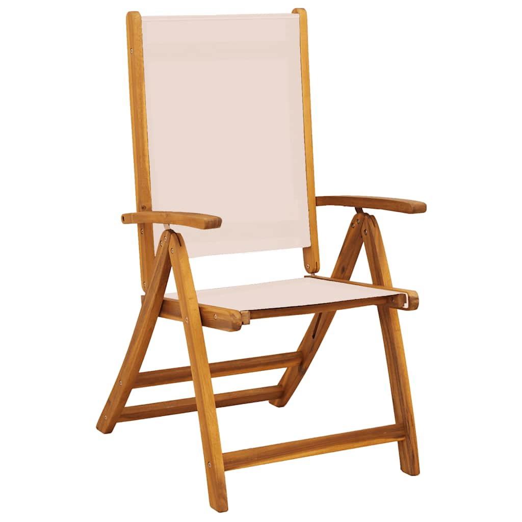 Folding Garden Chairs 6 pcs Solid Wood Acacia and Textilene