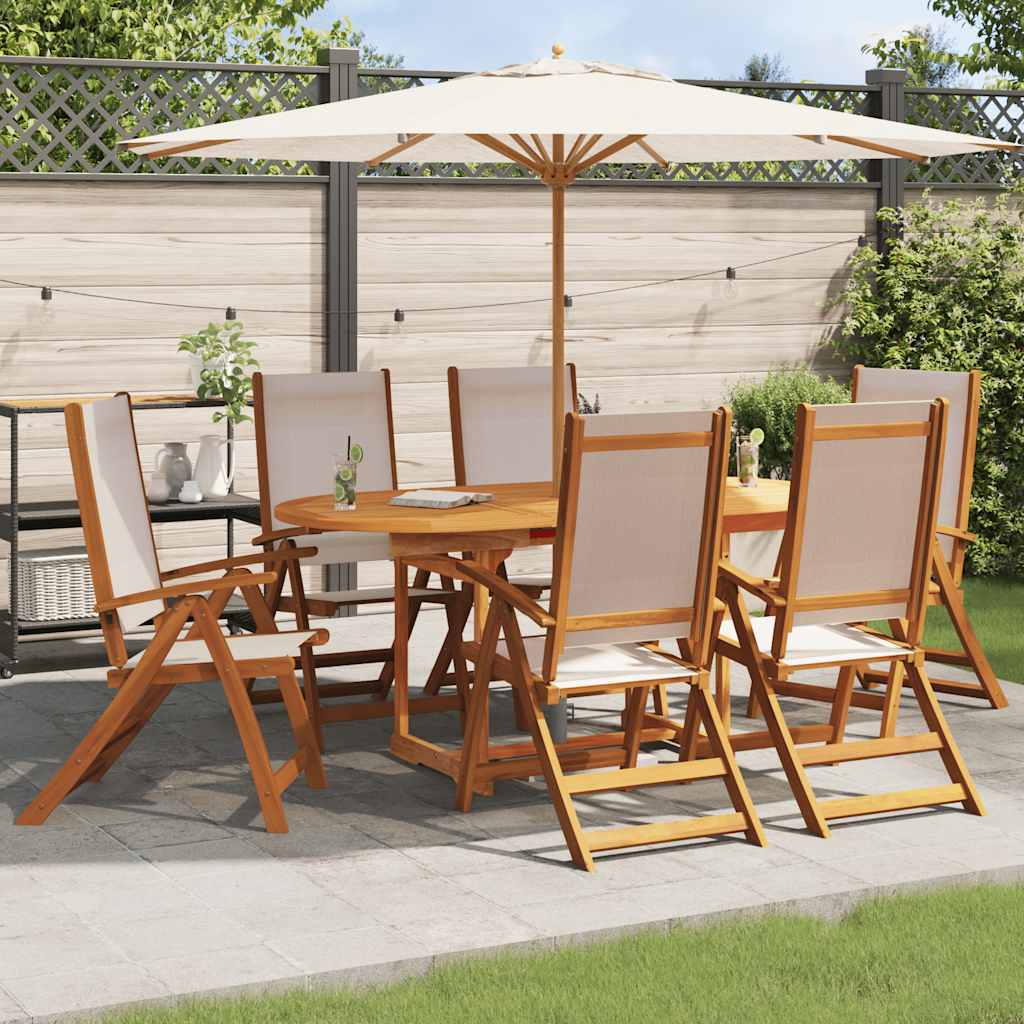 Folding Garden Chairs 6 pcs Solid Wood Acacia and Textilene