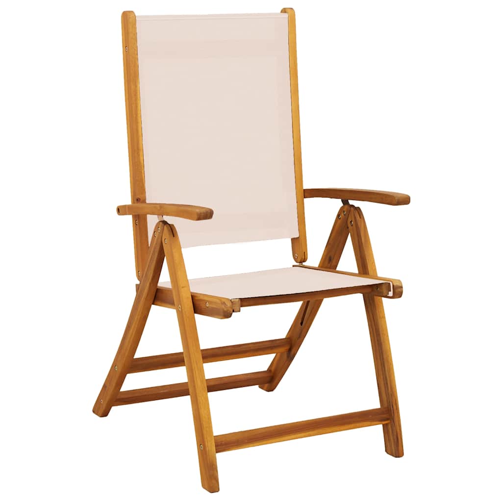 Folding Garden Chairs 8 pcs Solid Wood Acacia and Textilene
