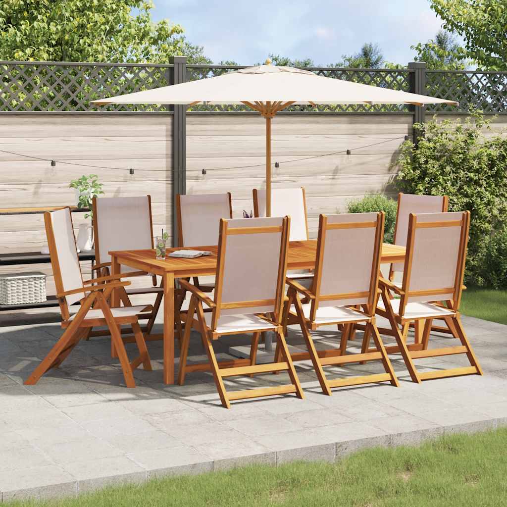Folding Garden Chairs 8 pcs Solid Wood Acacia and Textilene