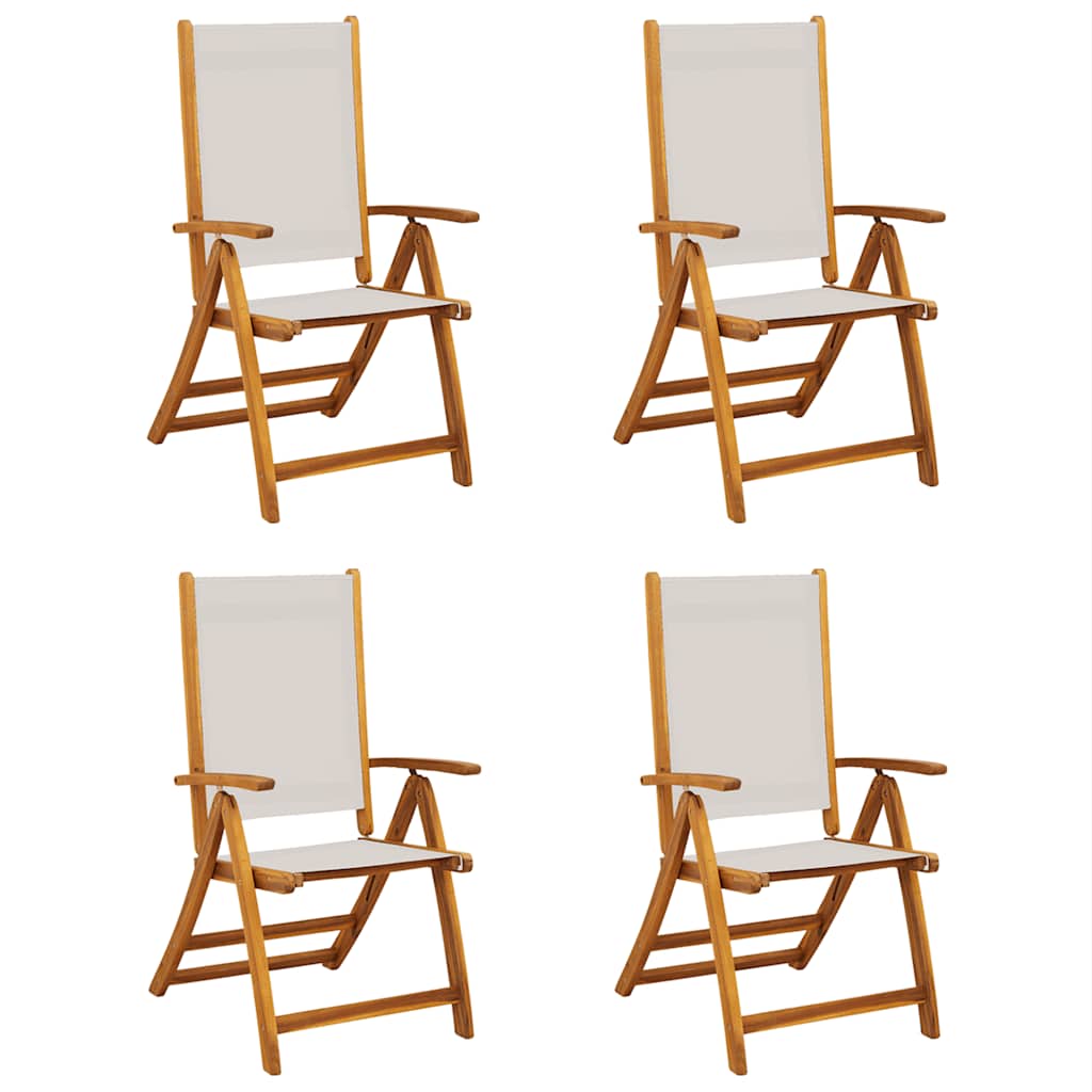 Folding Garden Chairs 4 pcs Solid Wood Acacia and Textilene