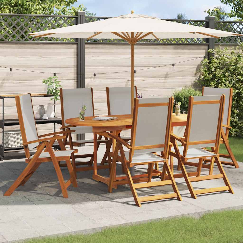 Folding Garden Chairs 6 pcs Solid Wood Acacia and Textilene