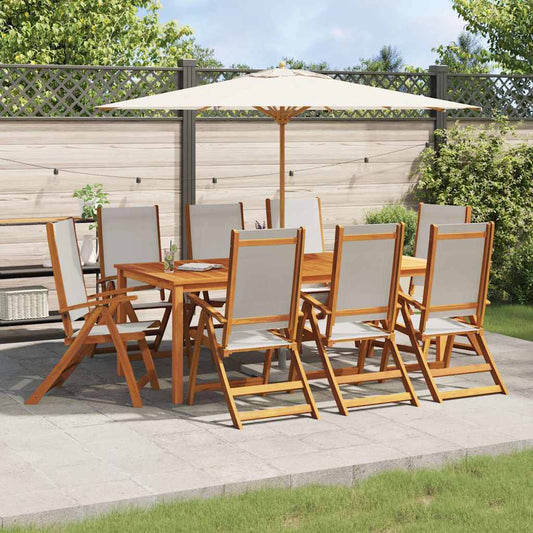 Folding Chairs 8 pcs Solid Wood Acacia and Textilene
