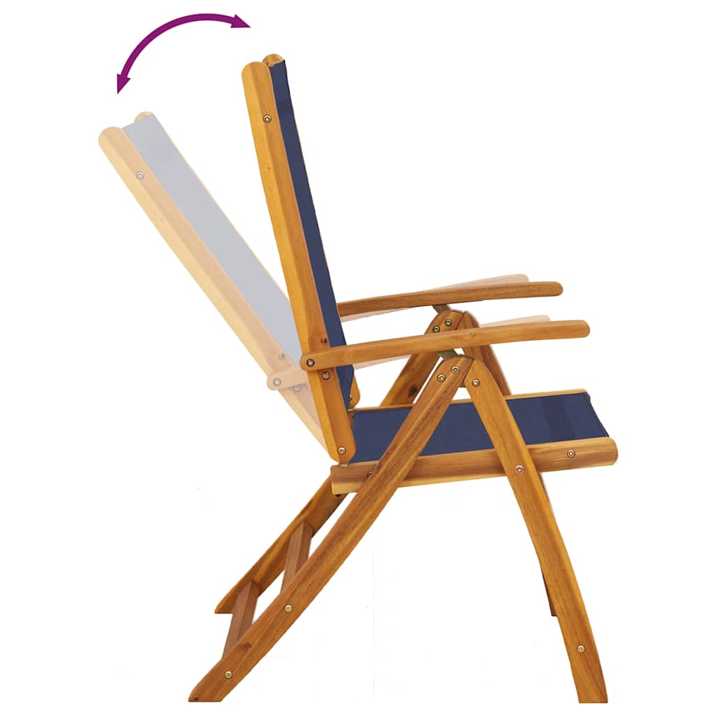 Folding Garden Chairs 4 pcs Solid Wood Acacia and Textilene