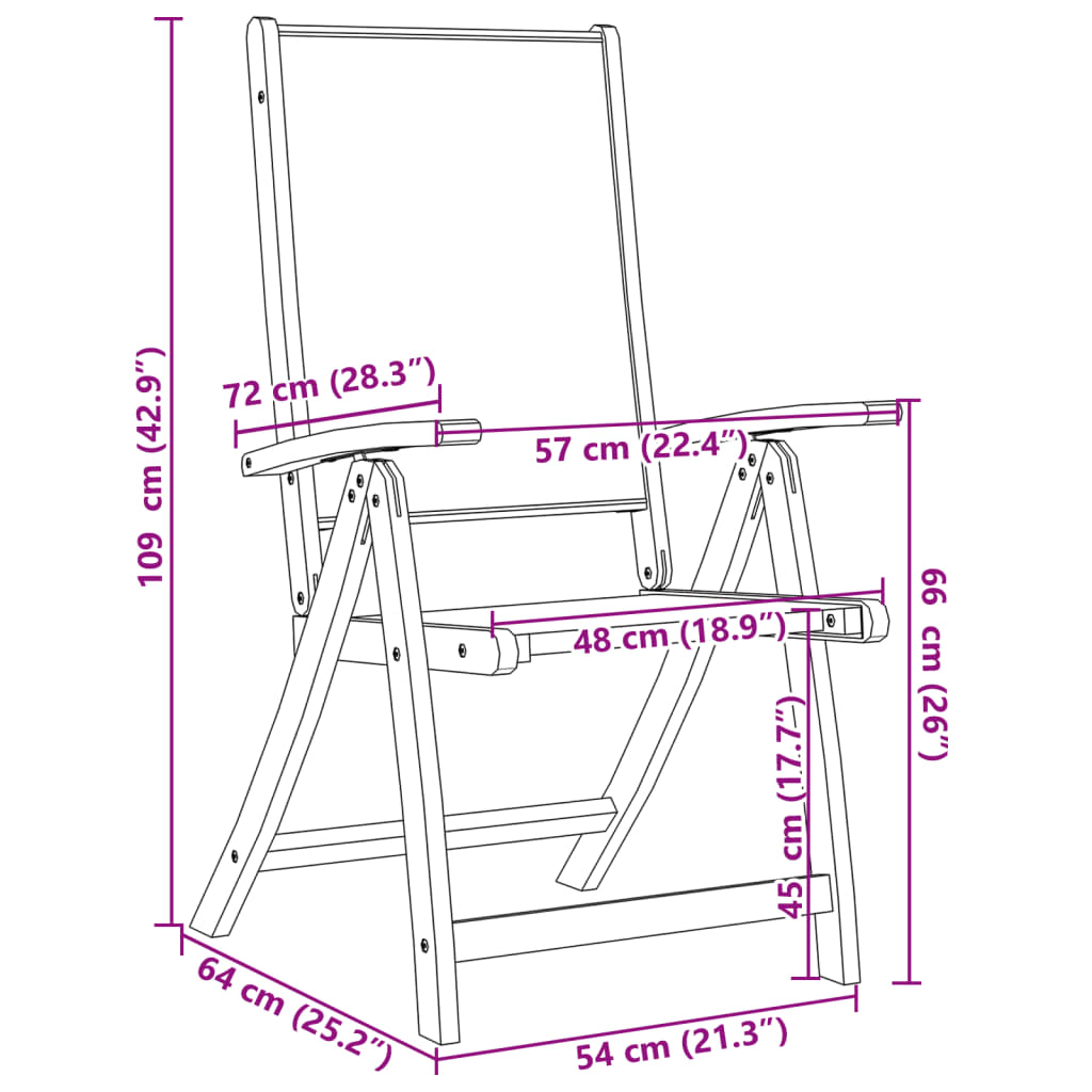 vidaXL Folding Garden Chairs 6 pcs Solid Wood Acacia and Textilene