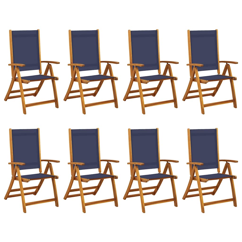 Folding Garden Chairs 8 pcs Solid Wood Acacia and Textilene
