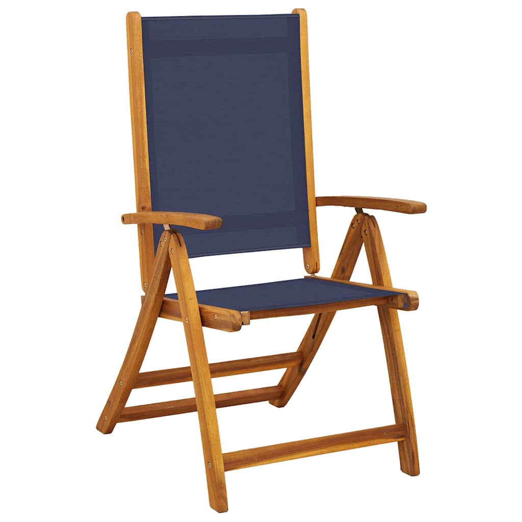 Folding Garden Chairs 8 pcs Solid Wood Acacia and Textilene