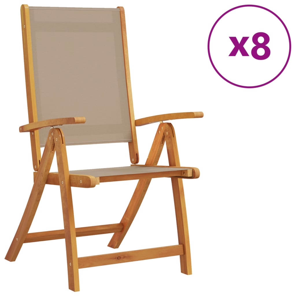 vidaXL Folding Garden Chairs 8 pcs Solid Wood Acacia and Textilene