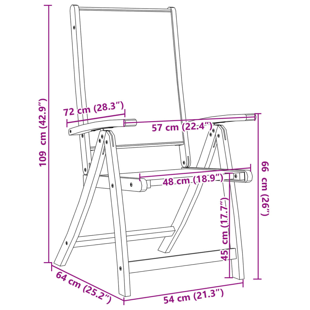 vidaXL Folding Garden Chairs 8 pcs Solid Wood Acacia and Textilene