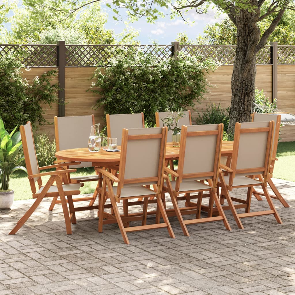 vidaXL Folding Garden Chairs 8 pcs Solid Wood Acacia and Textilene