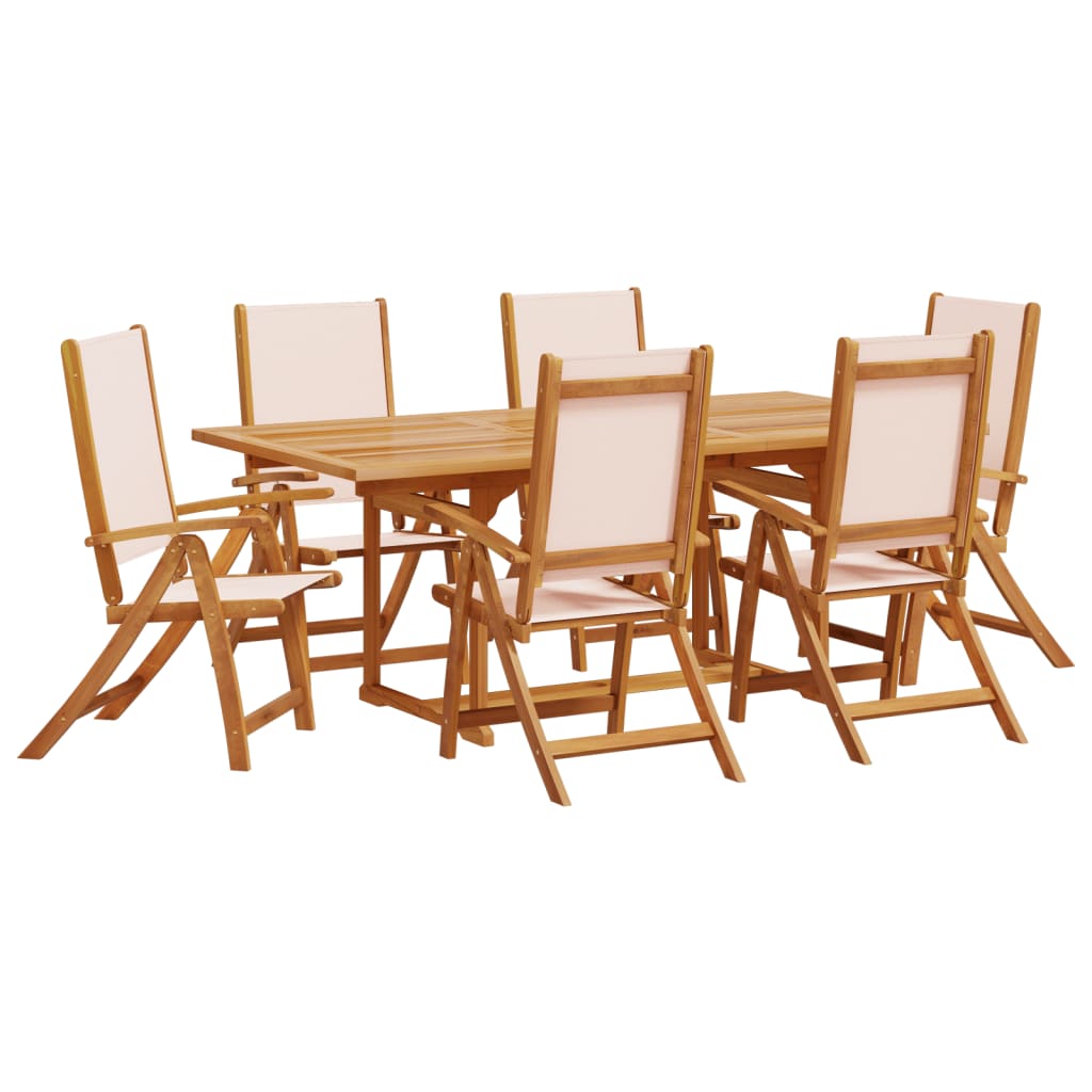 vidaXL 7 Piece Garden Dining Set Solid Wood Acacia and Textilene