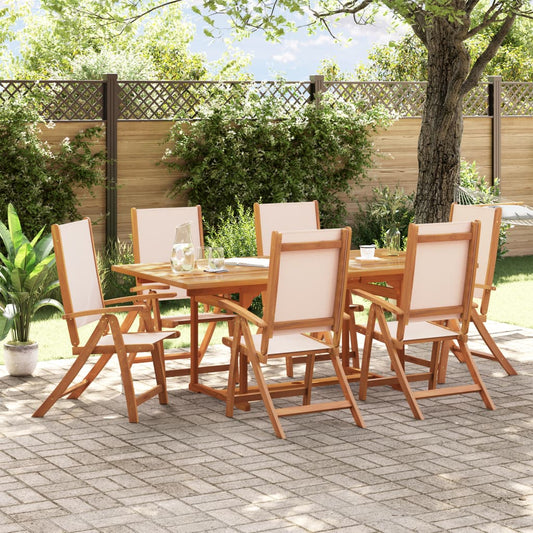 vidaXL 7 Piece Garden Dining Set Solid Wood Acacia and Textilene