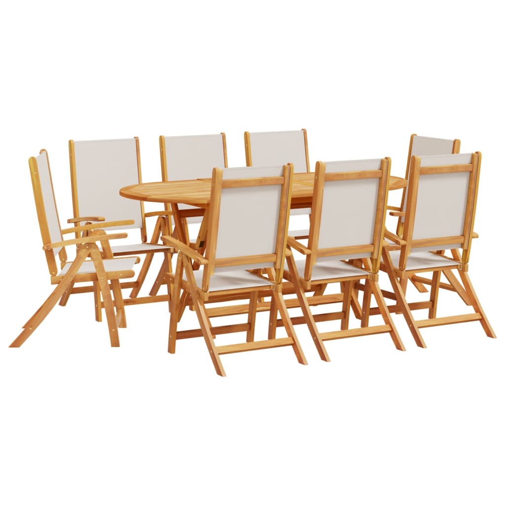 vidaXL 9 Piece Garden Dining Set Solid Wood Acacia and Textilene