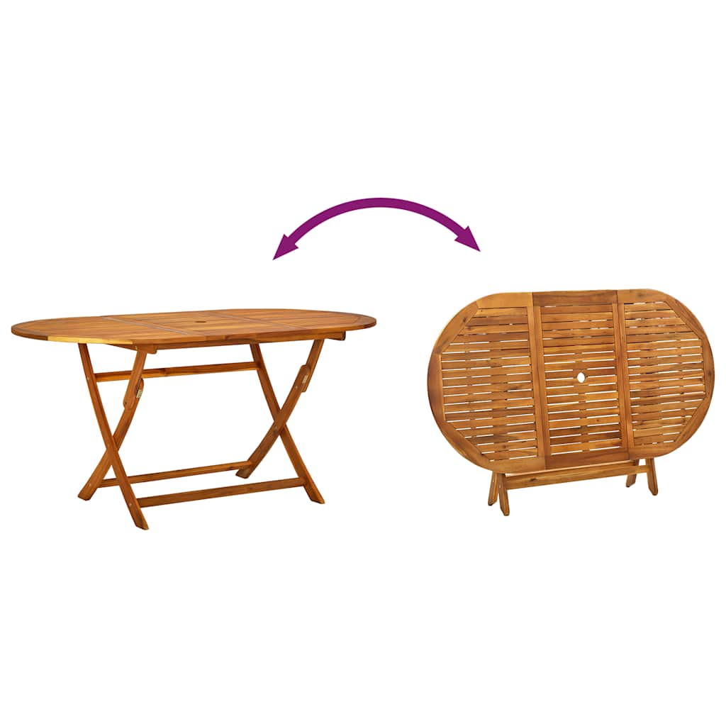 5 Piece Garden Dining Set Solid Wood Acacia and Textilene
