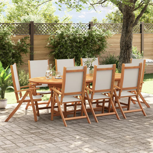 vidaXL 9 Piece Garden Dining Set Solid Wood Acacia and Textilene