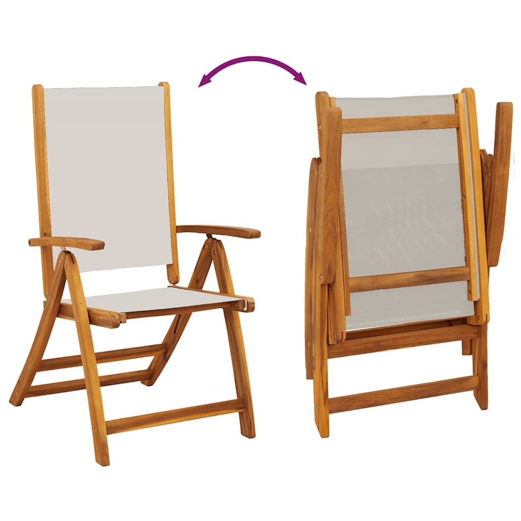 5 Piece Garden Dining Set Solid Wood Acacia and Textilene