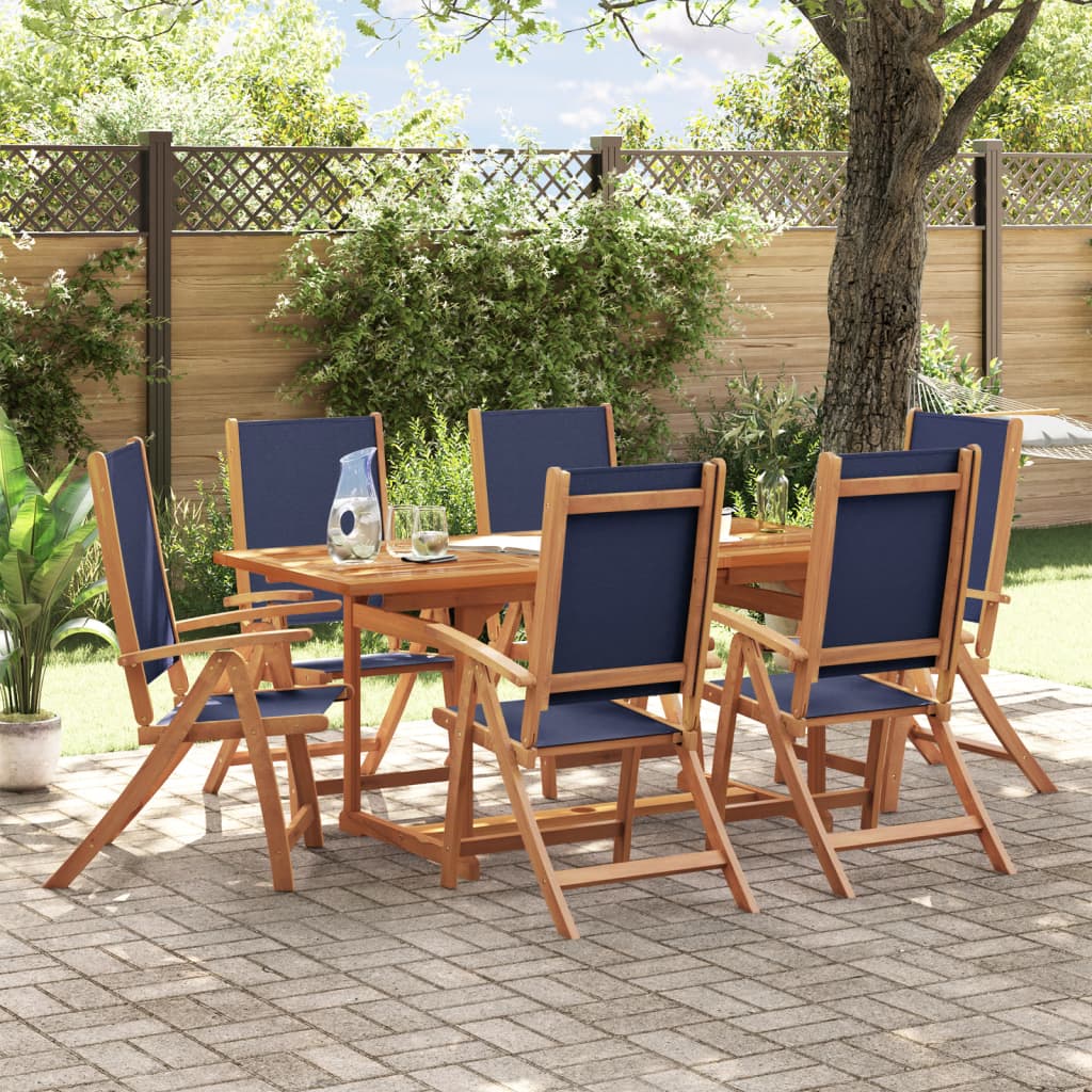 vidaXL 7 Piece Garden Dining Set Solid Wood Acacia and Textilene