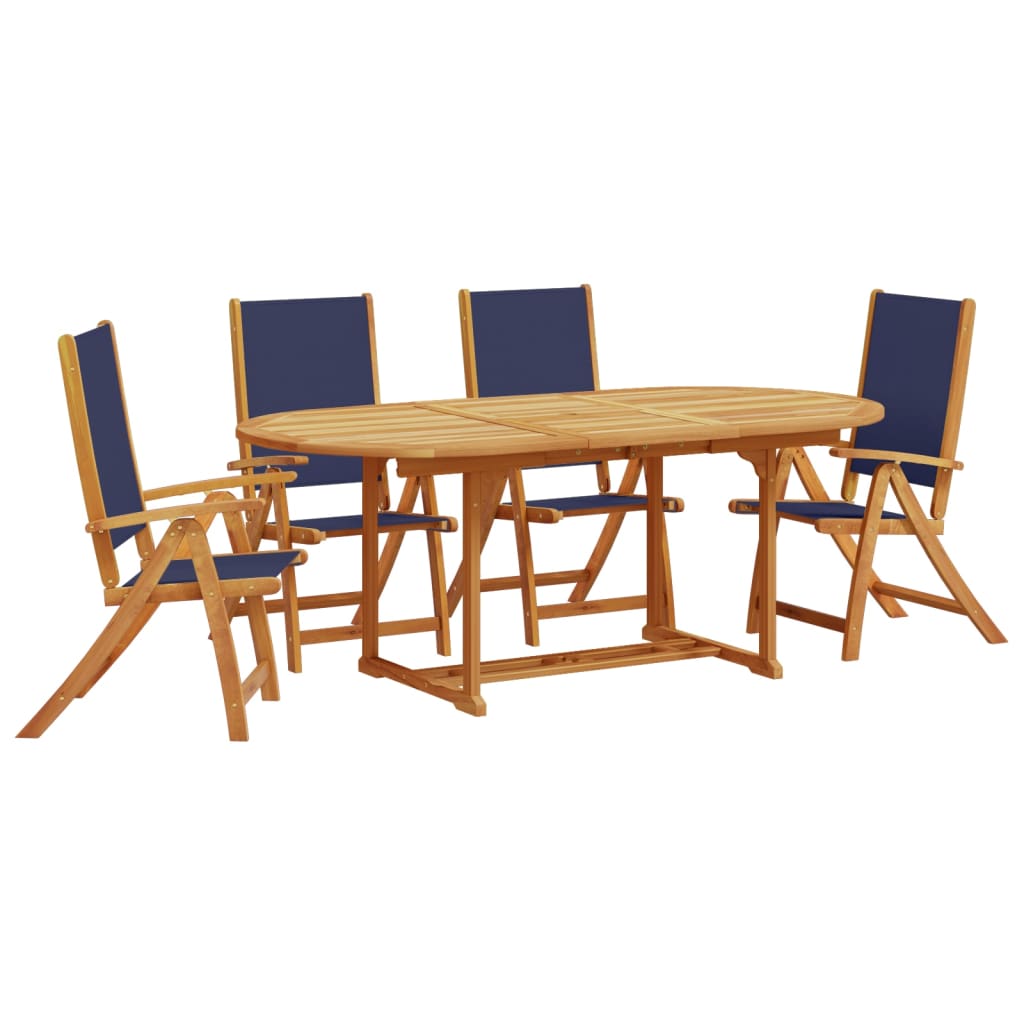 vidaXL 5 Piece Garden Dining Set Solid Wood Acacia and Textilene