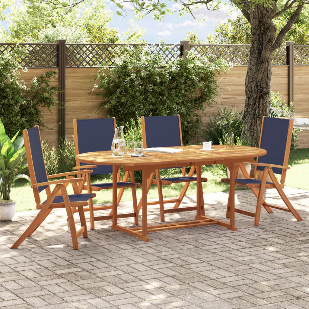 vidaXL 5 Piece Garden Dining Set Solid Wood Acacia and Textilene