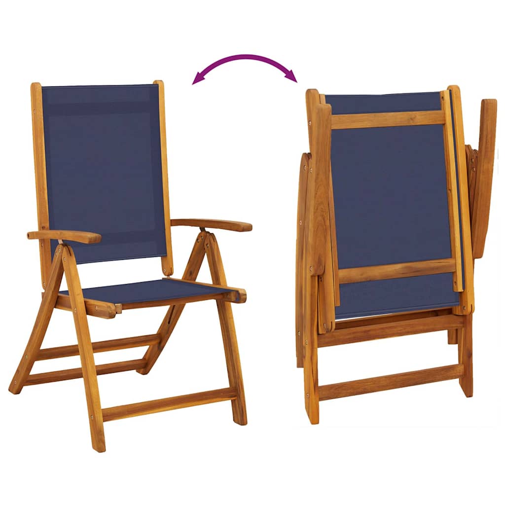 7 Piece Garden Dining Set Solid Wood Acacia and Textilene