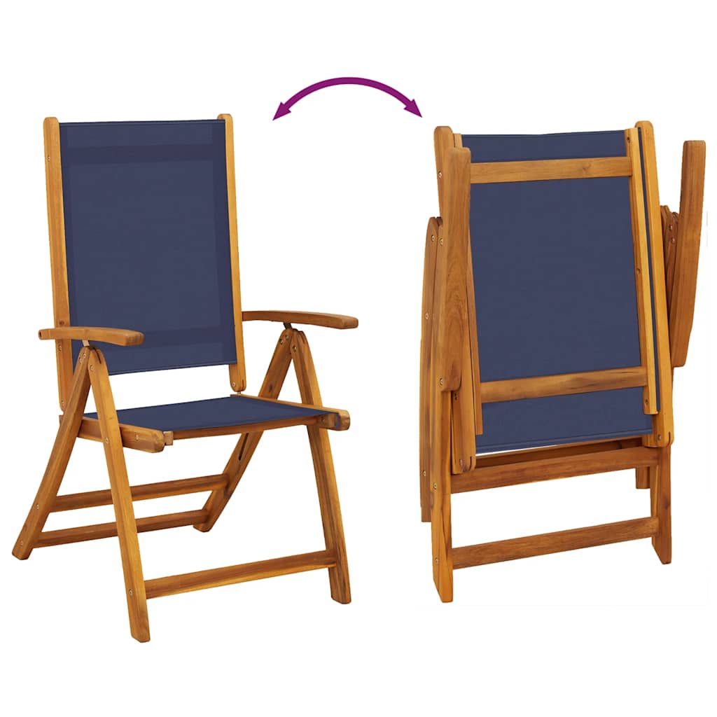7 Piece Garden Dining Set Solid Wood Acacia and Textilene