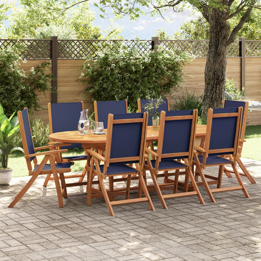 vidaXL 9 Piece Garden Dining Set Solid Wood Acacia and Textilene