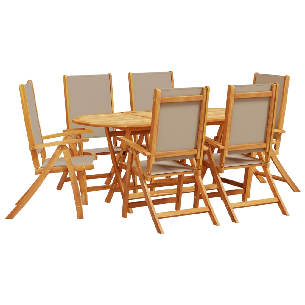 vidaXL 7 Piece Garden Dining Set Solid Wood Acacia and Textilene