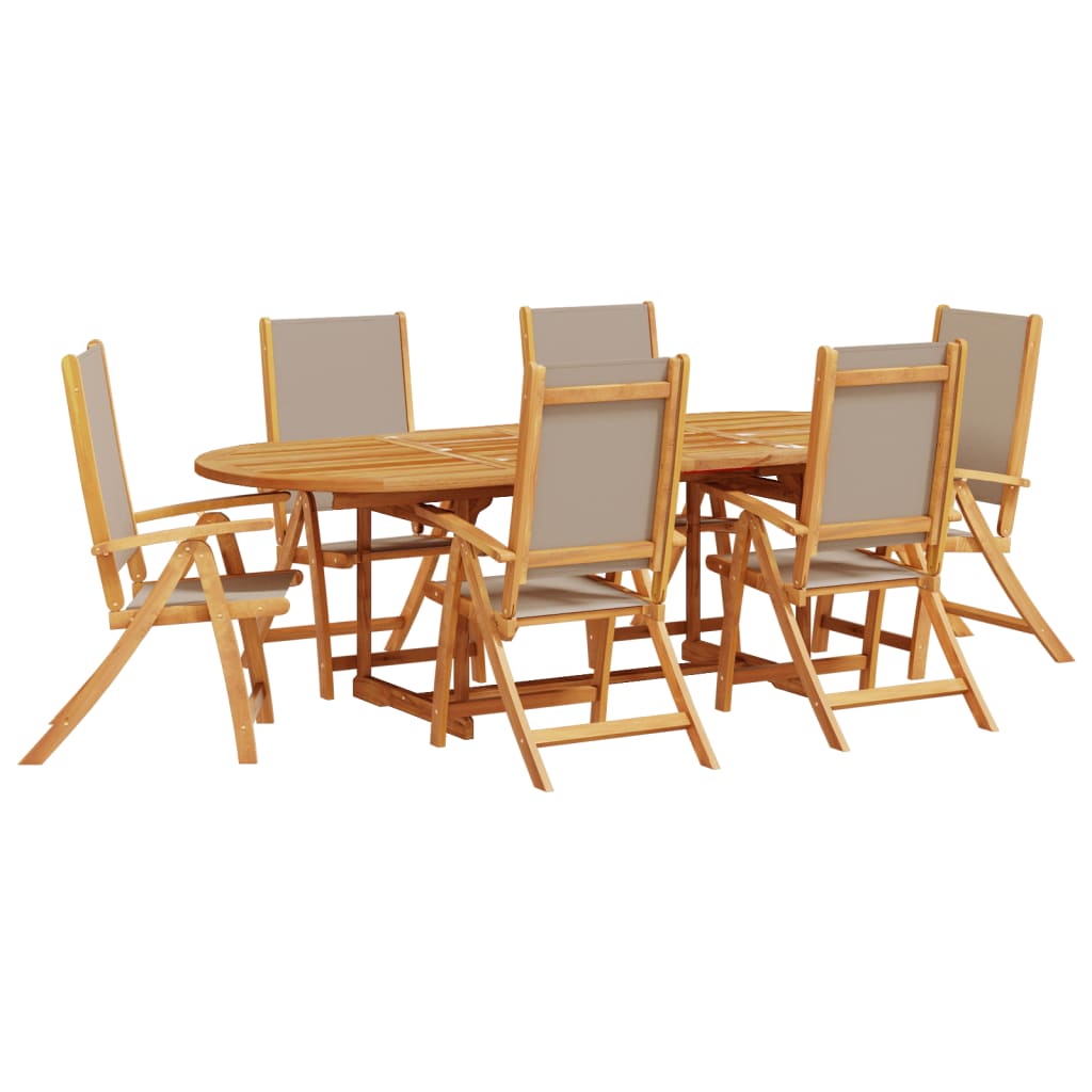 vidaXL 7 Piece Garden Dining Set Solid Wood Acacia and Textilene