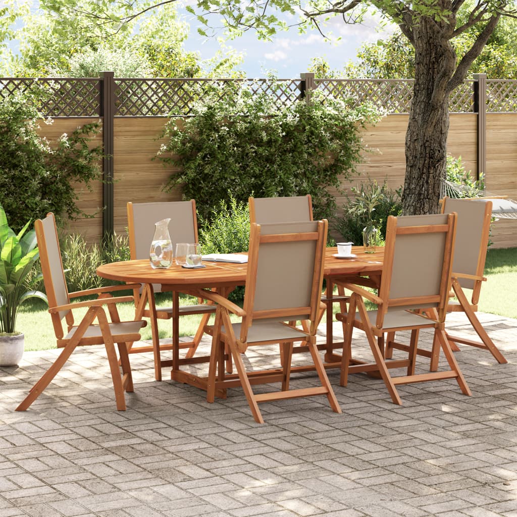 vidaXL 7 Piece Garden Dining Set Solid Wood Acacia and Textilene