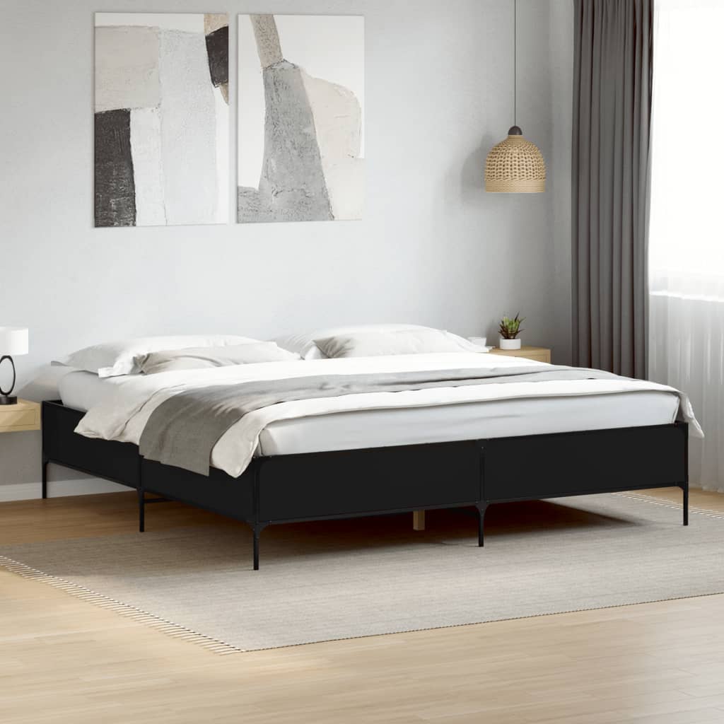 vidaXL Bed Frame without Mattress Black 200x200 cm