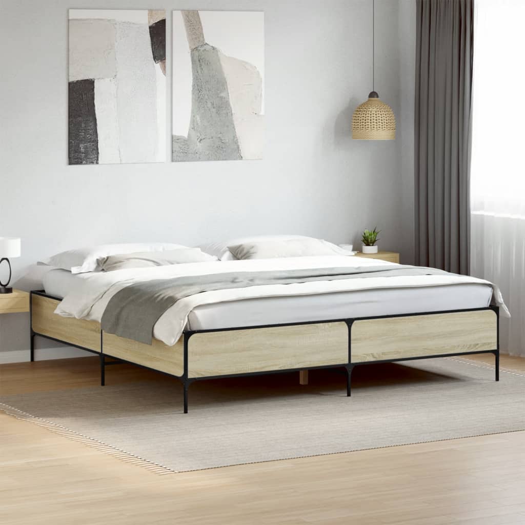 vidaXL Bed Frame without Mattress Sonoma Oak 200x200 cm