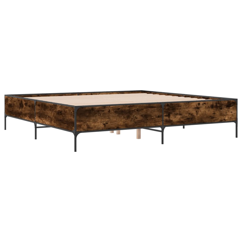 vidaXL Bed Frame without Mattress Smoked Oak 200x200 cm