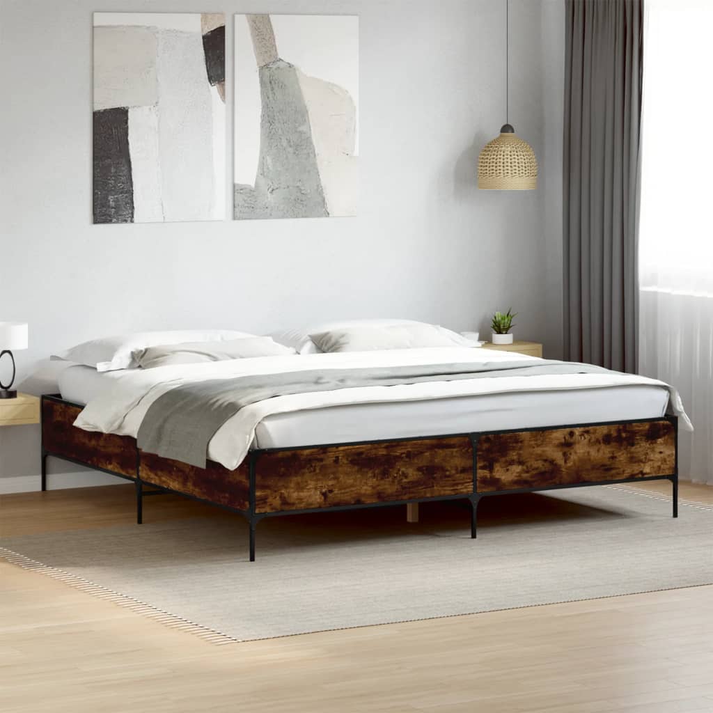 vidaXL Bed Frame without Mattress Smoked Oak 200x200 cm