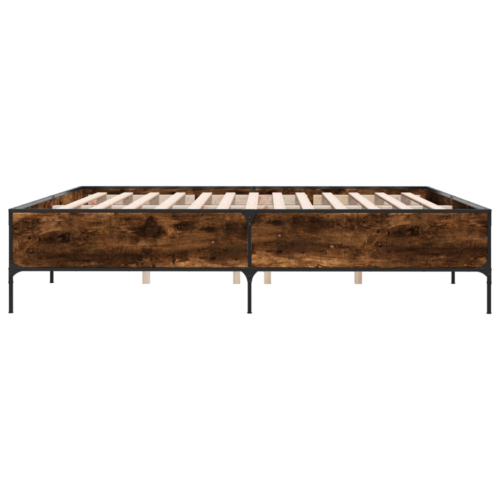 vidaXL Bed Frame without Mattress Smoked Oak 200x200 cm