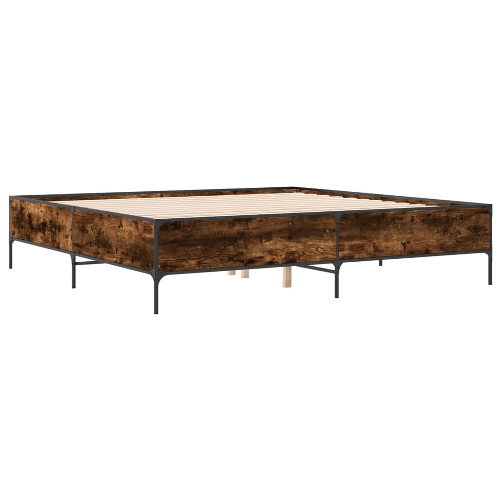 vidaXL Bed Frame without Mattress Smoked Oak 200x200 cm