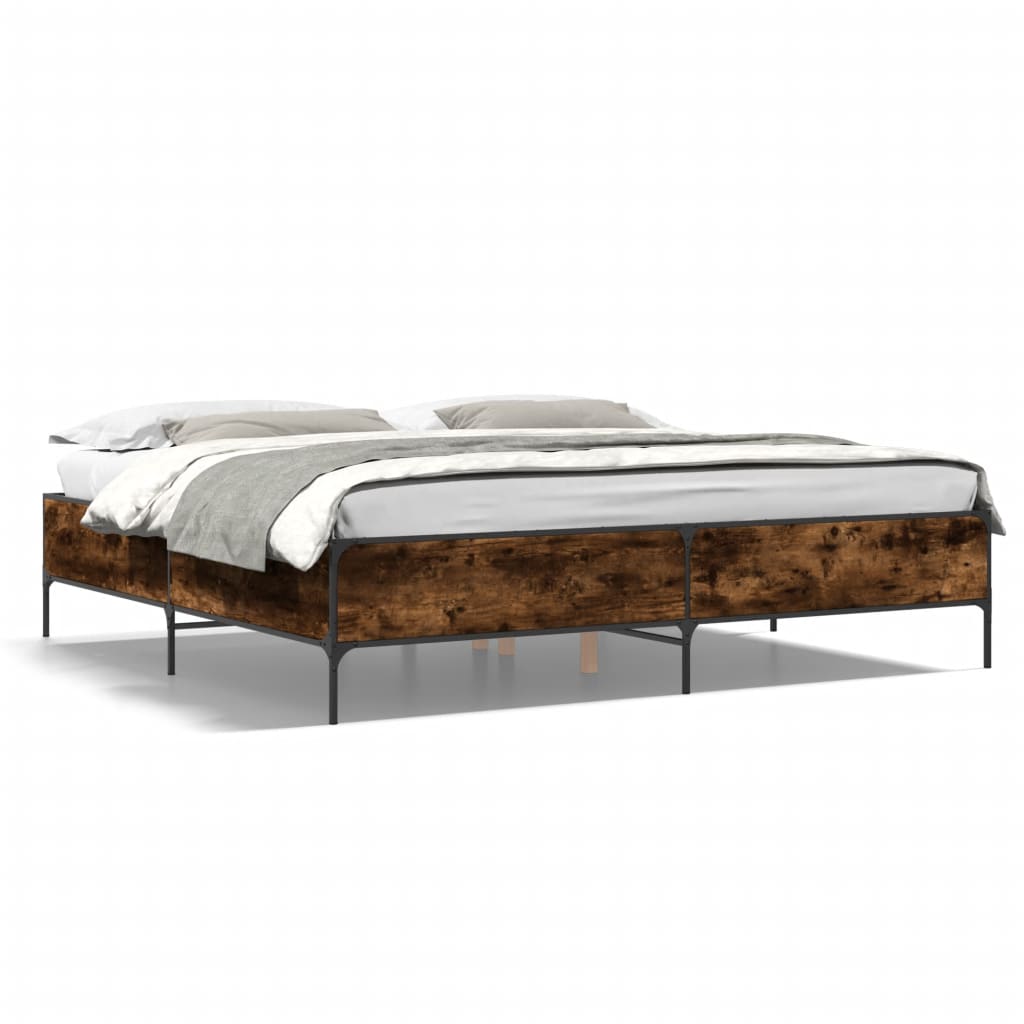 vidaXL Bed Frame without Mattress Smoked Oak 200x200 cm