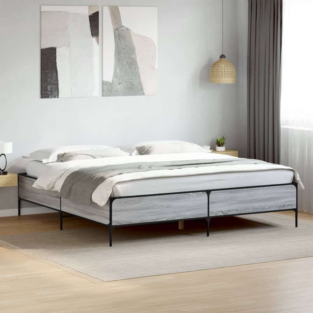 vidaXL Bed Frame without Mattress Grey Sonoma 200x200 cm