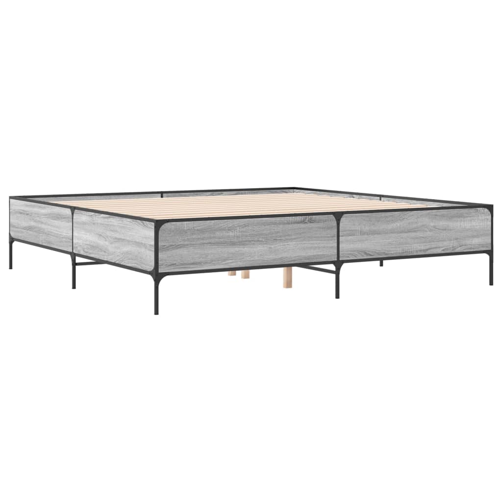 vidaXL Bed Frame without Mattress Grey Sonoma 200x200 cm