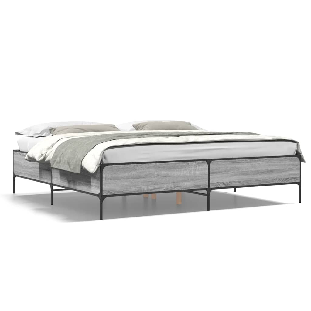 vidaXL Bed Frame without Mattress Grey Sonoma 200x200 cm