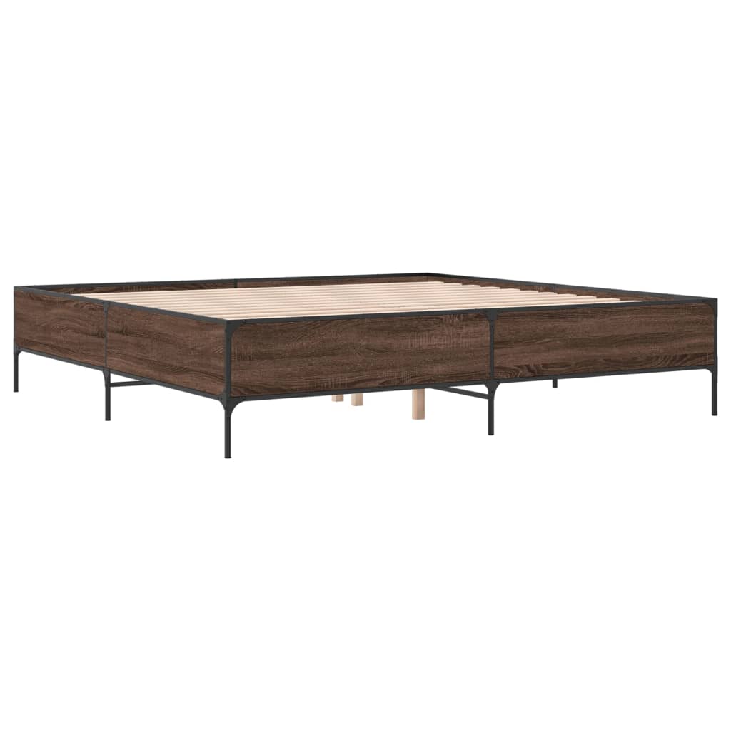 vidaXL Bed Frame without Mattress Brown Oak 200x200 cm