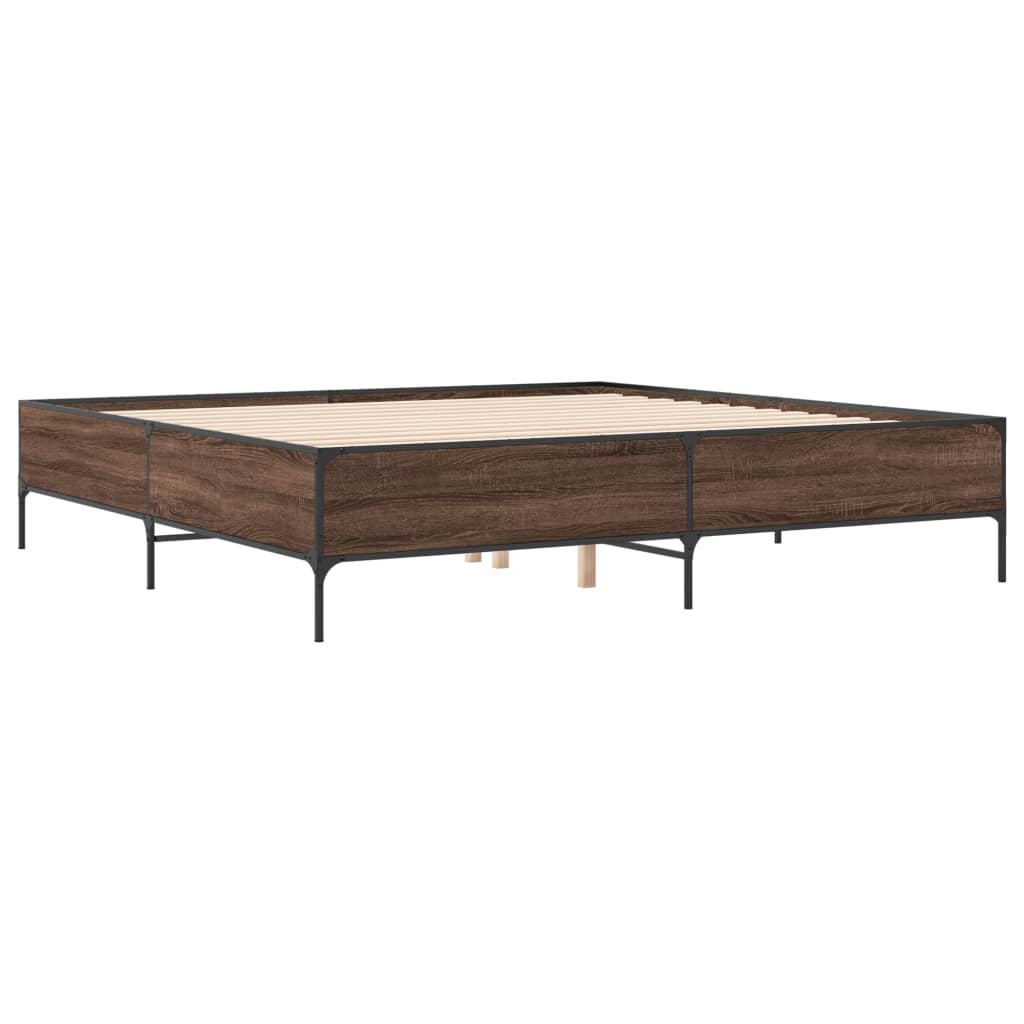 vidaXL Bed Frame without Mattress Brown Oak 200x200 cm