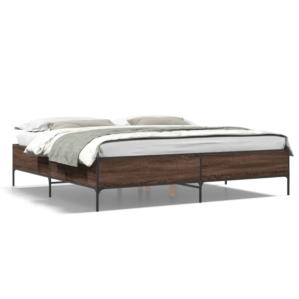 vidaXL Bed Frame without Mattress Brown Oak 200x200 cm